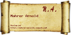 Mahrer Arnold névjegykártya